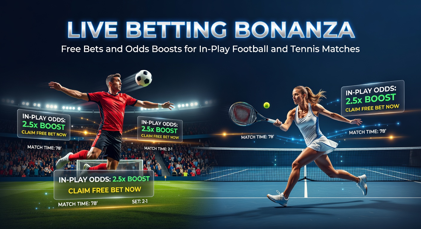 Nahaufnahme eines Live-Wett-Tisches mit boosteten Quoten für ein spannendes Tennis-Match und Fußball-Highlights im Hintergrund