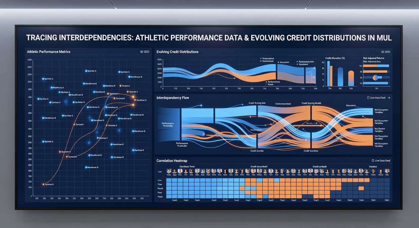 Darstellung vernetzter Datenströme zwischen Sportleistungen und Kreditmechanismen